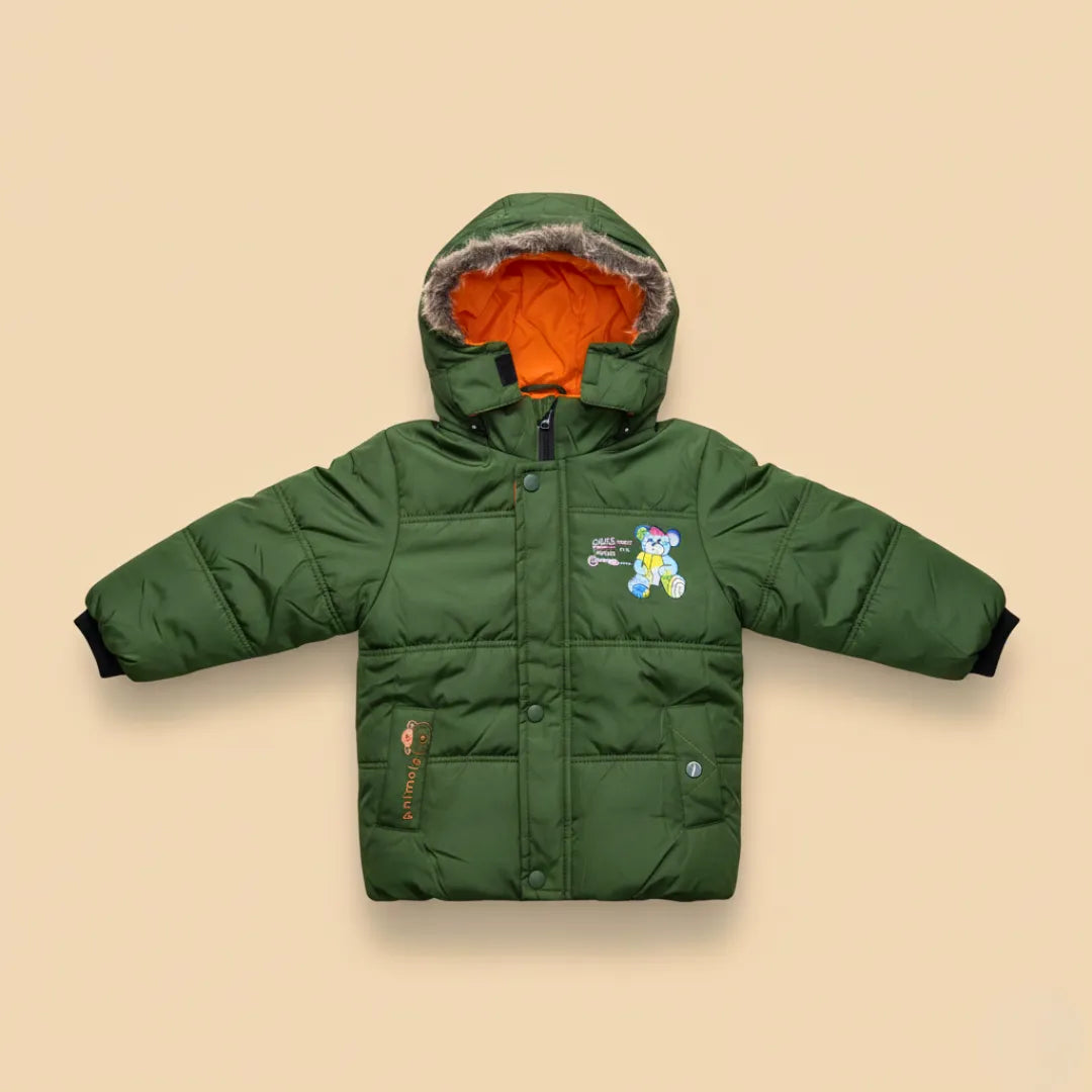 Boys Warm Puffer Jacket – Soft Hooded Winter Coat (2 to 6 Years)