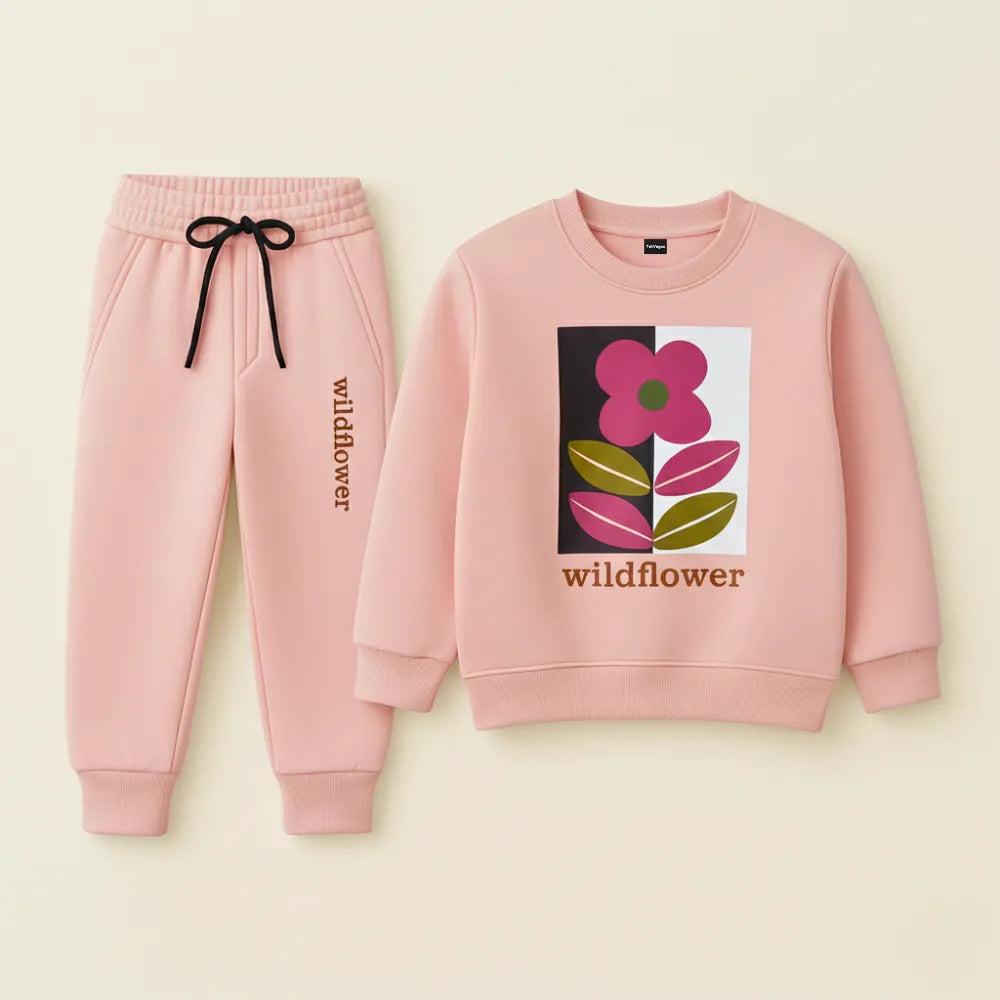 Wildflower Kids Tracksuit – Pink Bloom Edition Soft Fleece Set