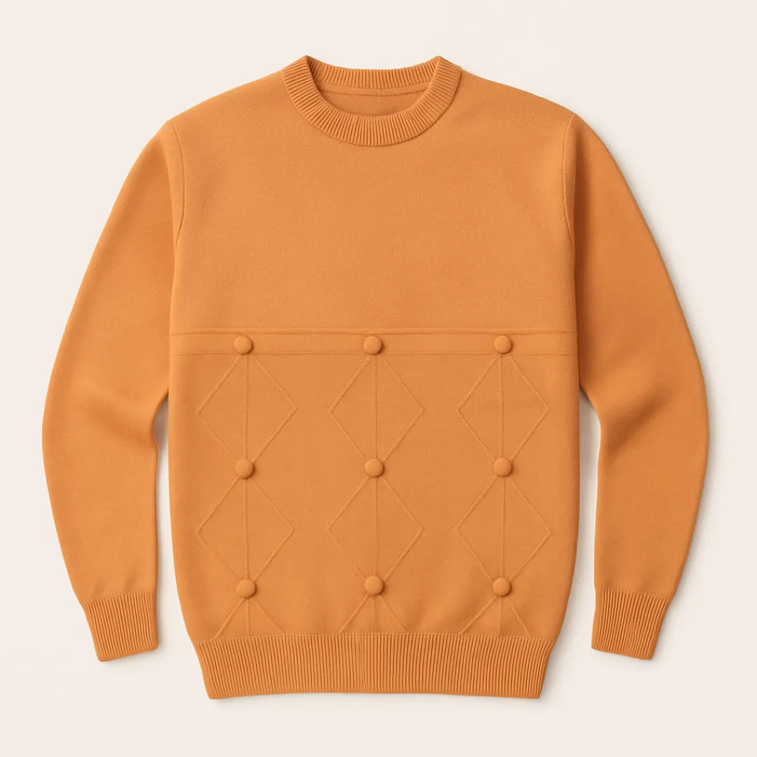 Diamond Knit Pom Sweater For Girls– Pink & Orange Edition Cozy Winter Pullover