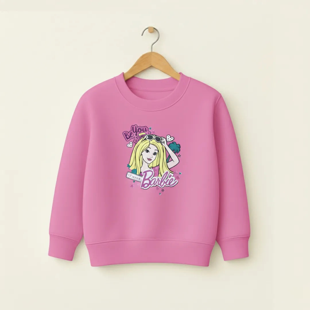 Girls Baby Pink Sweatshirt – Be You Cartoon Edition Cozy Fleece Top