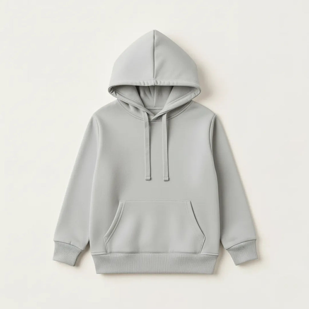Gray hoodie on a light gray background