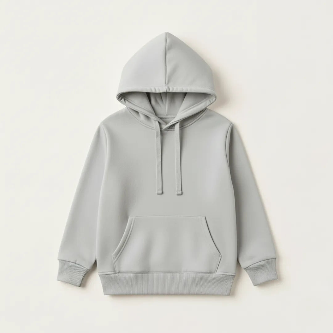 Gray hoodie on a light gray background
