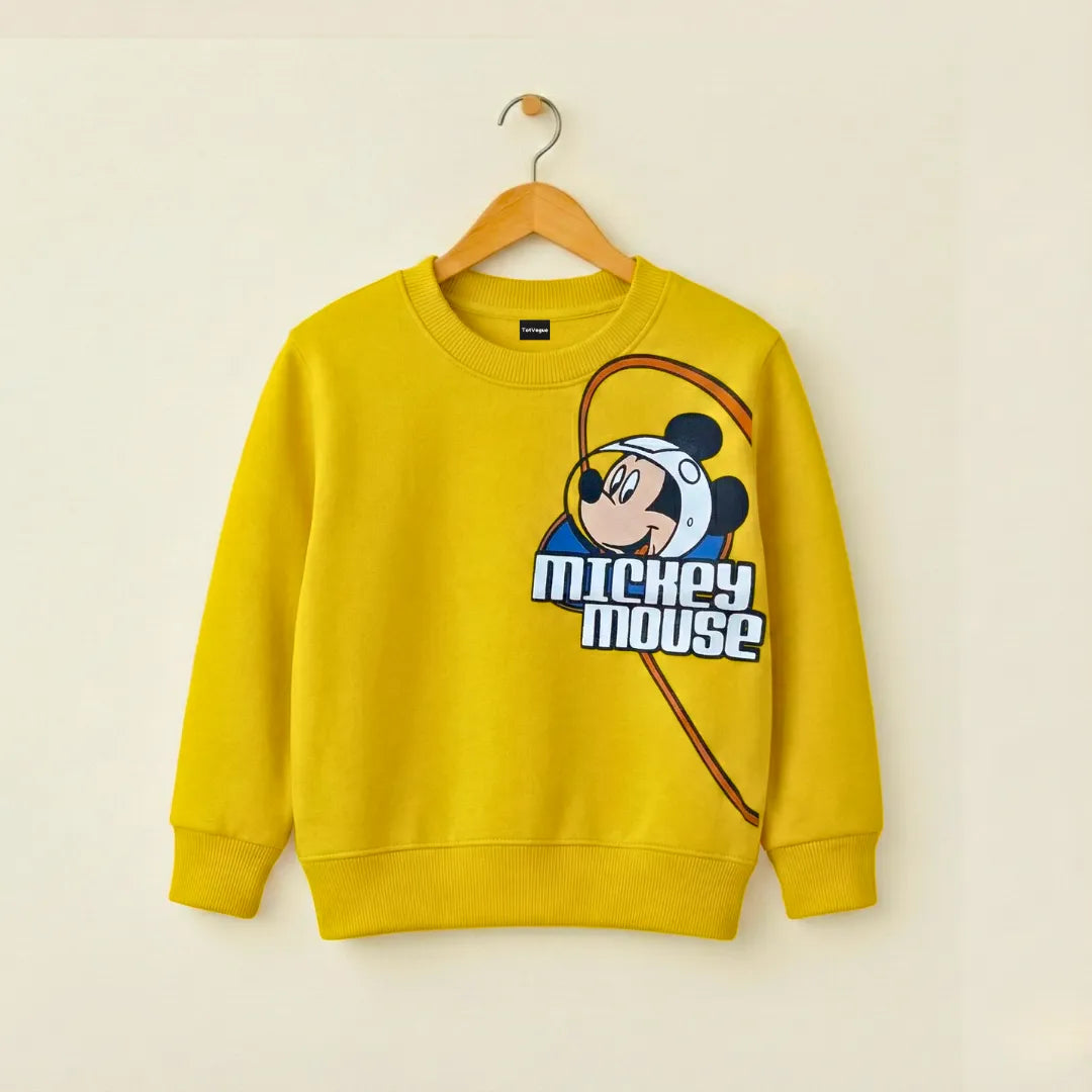 Mickey Mouse Kids Sweatshirt – Yellow Joy Edition Soft Fleece Pullover