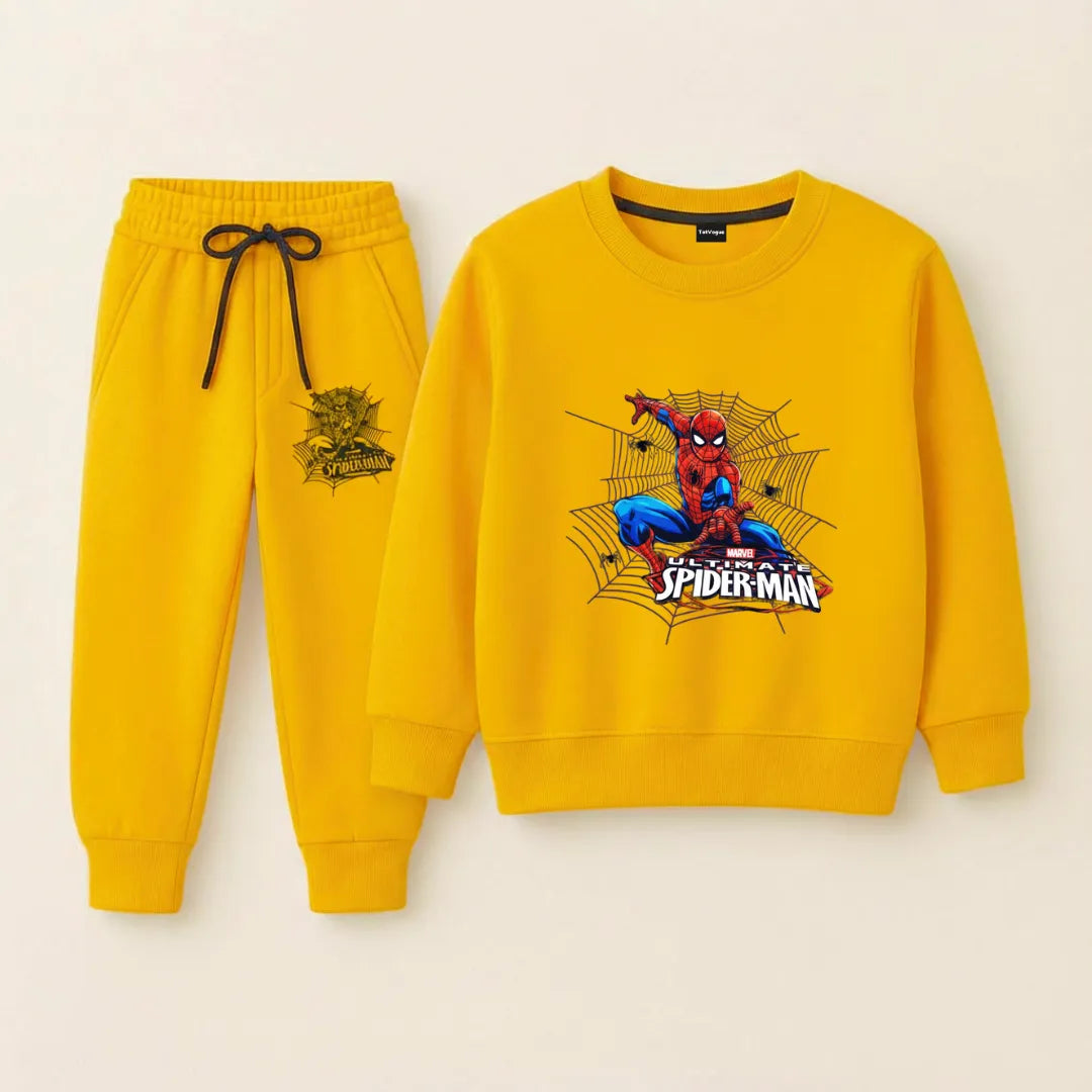 Marvel Spider‑Man Kids Tracksuit – Yellow Edition Warm Fleece Set
